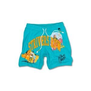 NWT Strivers Row Soul Genetic Shorts 3XL Aqua Graphic Terry Fleece Drawstring